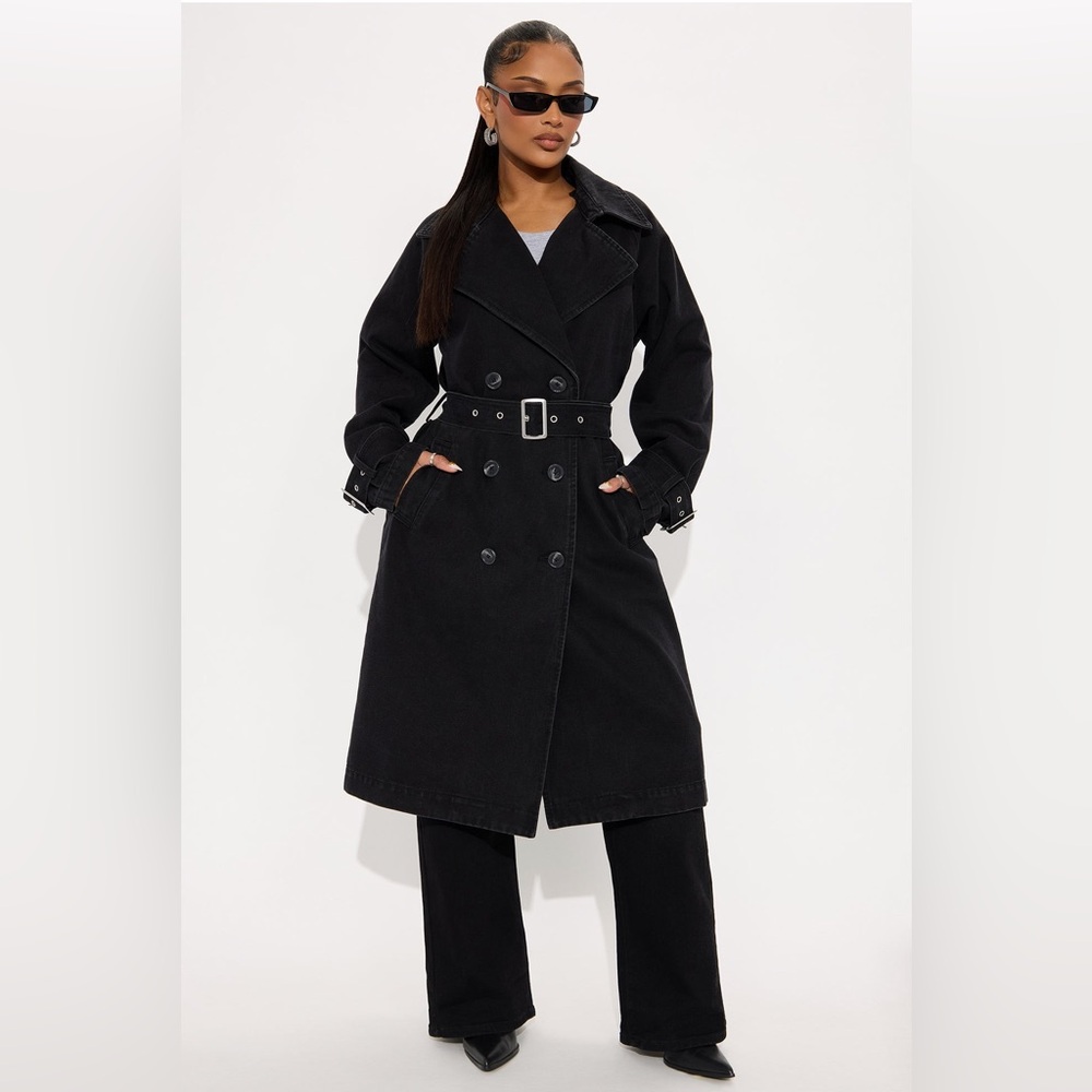 Belted Denim Trench Coat
